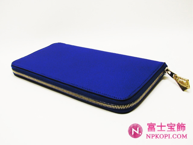 エルメスアザップシルクイン　ラウンド長財布エレクトリック（シルバー金具）HERMES328016